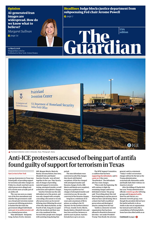 Prima pagina The Guardian (USA) di oggi - Quotidiano estero