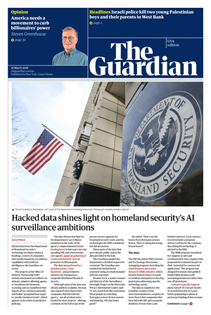 Prima pagina The Guardian (USA) di oggi - Quotidiano estero