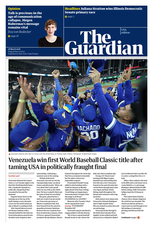Prima pagina The Guardian (USA) di oggi - Quotidiano estero