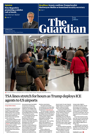Prima pagina The Guardian (USA) di oggi - Quotidiano estero
