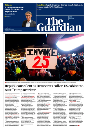 Prima pagina The Guardian (USA) di oggi - Quotidiano estero