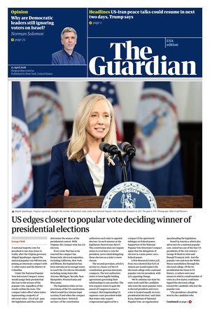 Prima pagina The Guardian (USA) di oggi - Quotidiano estero