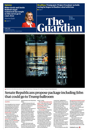Prima pagina The Guardian (USA) di oggi - Quotidiano estero