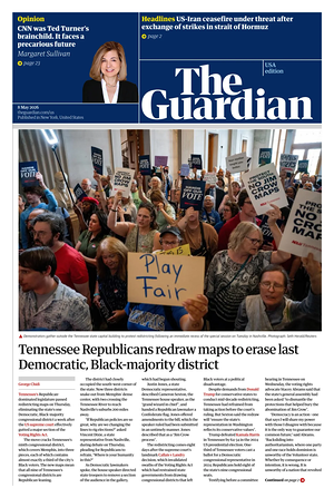 Prima pagina The Guardian (USA) di oggi - Quotidiano estero