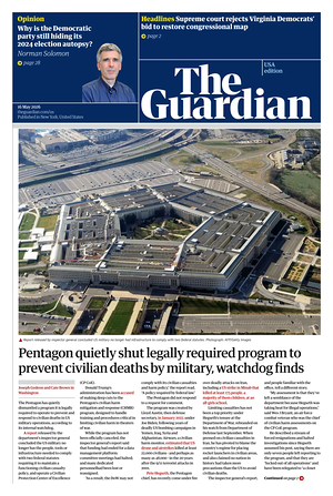 Prima pagina The Guardian (USA) di oggi - Quotidiano estero