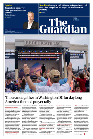 Prima pagina The Guardian (USA) di oggi - Quotidiano estero
