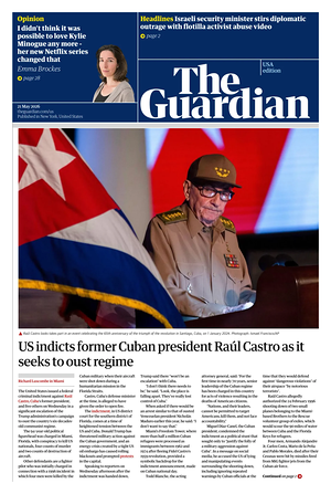 Prima pagina The Guardian (USA) di oggi - Quotidiano estero