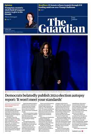 Prima pagina The Guardian (USA) di oggi - Quotidiano estero