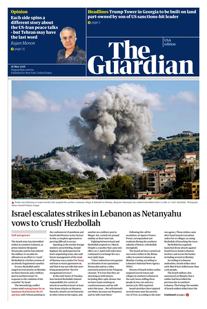 Prima pagina The Guardian (USA) di oggi - Quotidiano estero