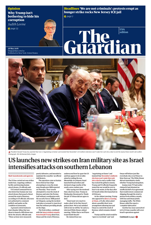 Prima pagina The Guardian (USA) di oggi - Quotidiano estero