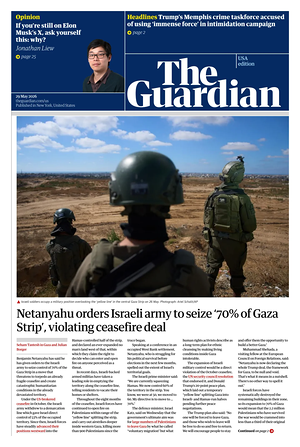 Prima pagina The Guardian (USA) di oggi - Quotidiano estero
