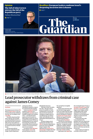 Prima pagina The Guardian (USA) di oggi - Quotidiano estero