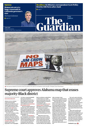 Prima pagina The Guardian (USA) di oggi - Quotidiano estero