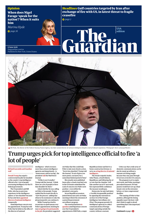 Prima pagina The Guardian (USA) di oggi - Quotidiano estero