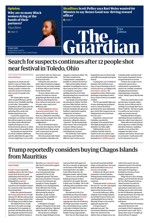 Prima pagina The Guardian (USA) di oggi - Quotidiano estero