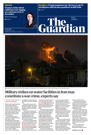 Prima pagina The Guardian (USA) di oggi - Quotidiano estero