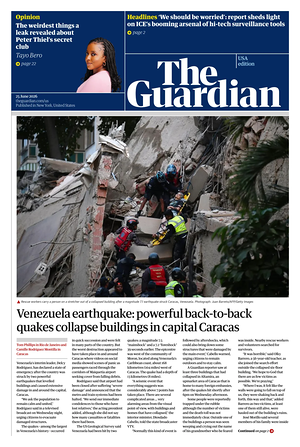 Prima pagina The Guardian (USA) di oggi - Quotidiano estero