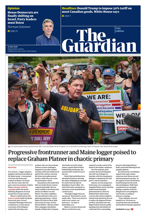 Prima pagina The Guardian (USA) di oggi - Quotidiano estero