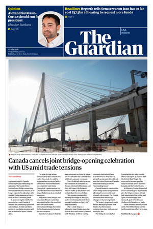 Prima pagina The Guardian (USA) di oggi - Quotidiano estero