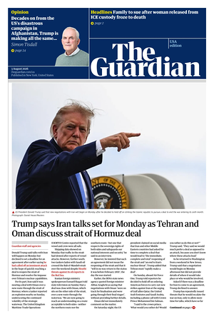 Prima pagina The Guardian (USA) di oggi - Quotidiano estero