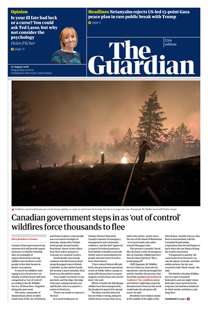 Prima pagina The Guardian (USA) di oggi - Quotidiano estero