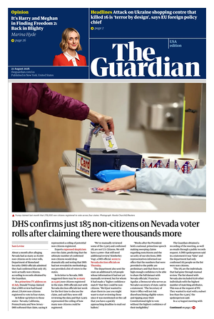 Prima pagina The Guardian (USA) di oggi - Quotidiano estero