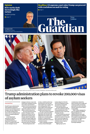 Prima pagina The Guardian (USA) di oggi - Quotidiano estero