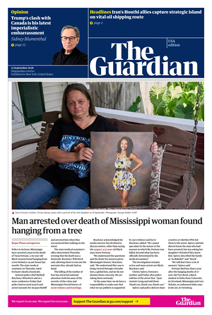 Prima pagina The Guardian (USA) di oggi - Quotidiano estero