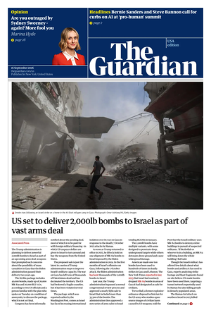 Prima pagina The Guardian (USA) di oggi - Quotidiano estero