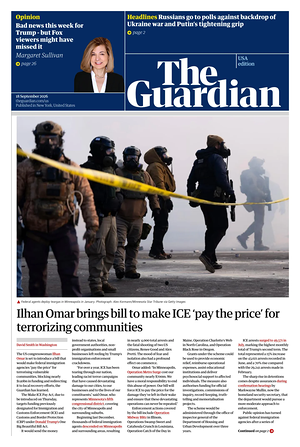 Prima pagina The Guardian (USA) di oggi - Quotidiano estero