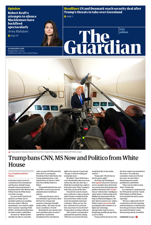 Prima pagina The Guardian (USA) di oggi - Quotidiano estero