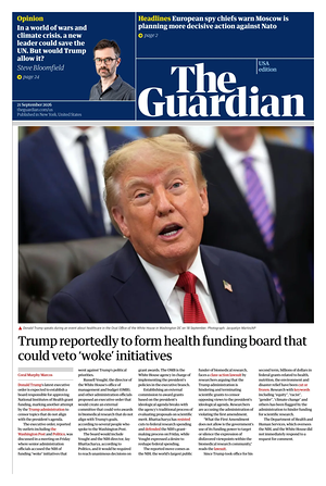 Prima pagina The Guardian (USA) di oggi - Quotidiano estero