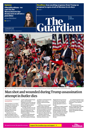 Prima pagina The Guardian (USA) di oggi - Quotidiano estero