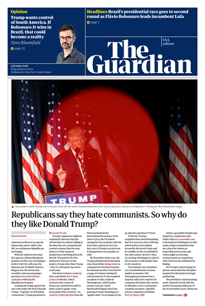Prima pagina The Guardian (USA) di oggi - Quotidiano estero
