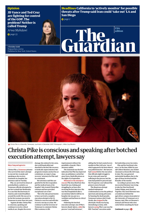 Prima pagina The Guardian (USA) di oggi - Quotidiano estero