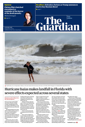 Prima pagina The Guardian (USA) di oggi - Quotidiano estero
