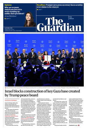 Prima pagina The Guardian (USA) di oggi - Quotidiano estero