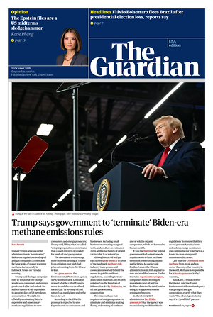Prima pagina The Guardian (USA) di oggi - Quotidiano estero