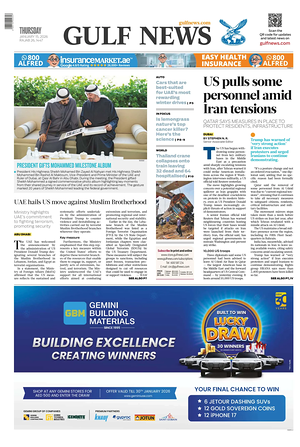 Prima pagina Gulf News di oggi - Quotidiano estero