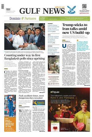 Prima pagina Gulf News di oggi - Quotidiano estero