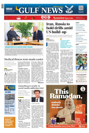 Prima pagina Gulf News di oggi - Quotidiano estero