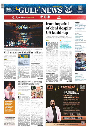 Prima pagina Gulf News di oggi - Quotidiano estero