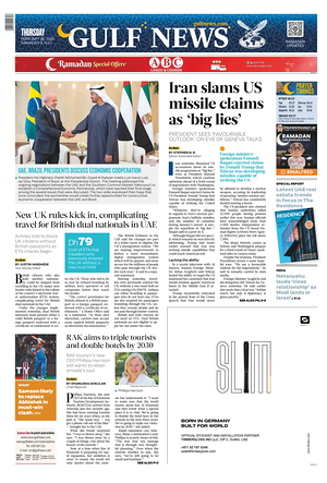 Prima pagina Gulf News di oggi - Quotidiano estero