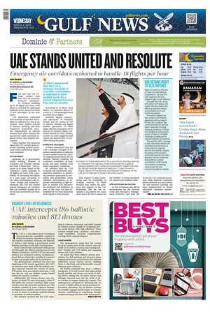 Prima pagina Gulf News di oggi - Quotidiano estero