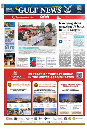 Prima pagina Gulf News di oggi - Quotidiano estero