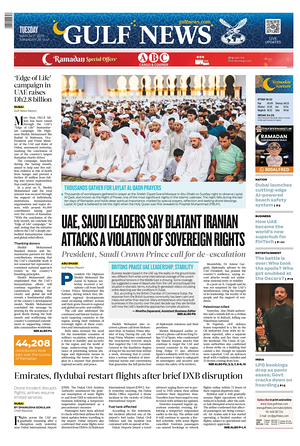 Prima pagina Gulf News di oggi - Quotidiano estero