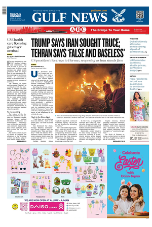 Prima pagina Gulf News di oggi - Quotidiano estero