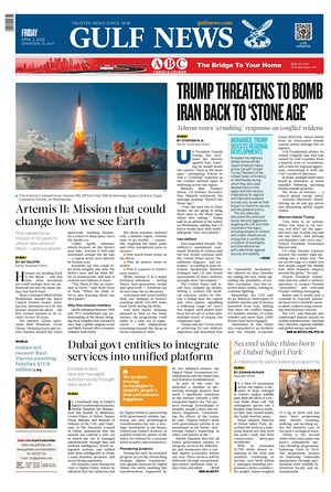 Prima pagina Gulf News di oggi - Quotidiano estero