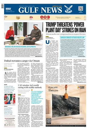 Prima pagina Gulf News di oggi - Quotidiano estero