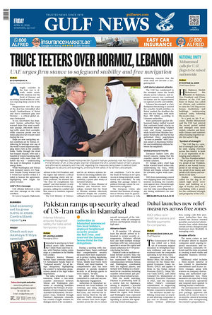 Prima pagina Gulf News di oggi - Quotidiano estero